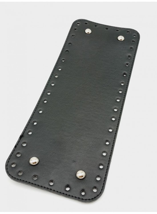 Çanta Aksesuar Suni Deri Siyah Renk 30X12 cm Dikdörtgen Çanta Tabanı (Gümüş Aparatlı)