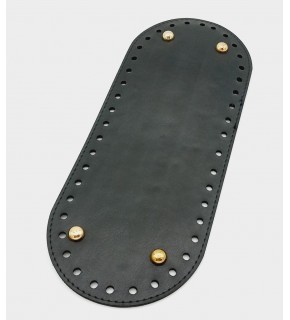 Çanta Aksesuar Suni Deri Siyah Renk 30X12 cm Oval Çanta Tabanı (Light Gold Aparatlı)