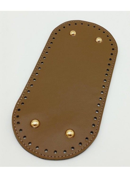 Çanta Aksesuar Suni Deri Vizon Renk 25X12 cm Oval Çanta Tabanı (Light Gold Aparatlı)