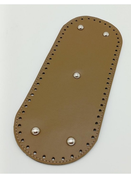 Çanta Aksesuar Suni Deri Vizon Renk 30X12 cm Oval Çanta Tabanı (Gümüş Aparatlı)