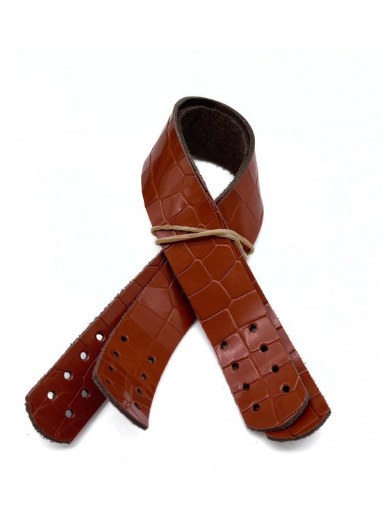 Çanta Aksesuar Taba Renk Croco Desen  30x2  cm Gerçek Deri Çanta Sapı