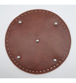 Çanta Aksesuar Taba Suni Deri 22 cm Yuvarlak Çanta Tabanı Gümüş Metalli