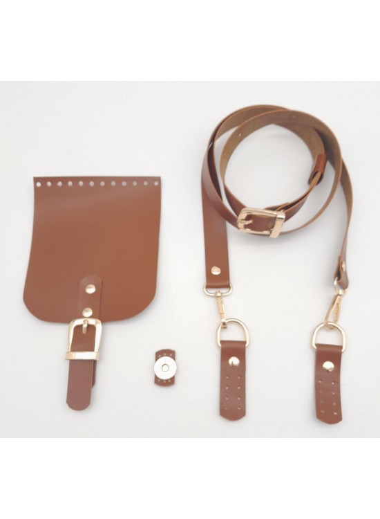 Çanta Aksesuar Taba Tek Kat Suni Deri 130x2 cm Ayarlı Saplı Çanta Seti Light Gold Metalli