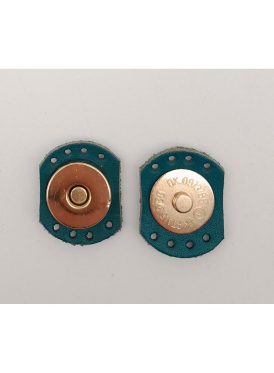 Çanta Aksesuar Turkuaz Renk Gerçek Derili Oval Kenar Mıknatıslı Çıtçıt Light Gold Metalli