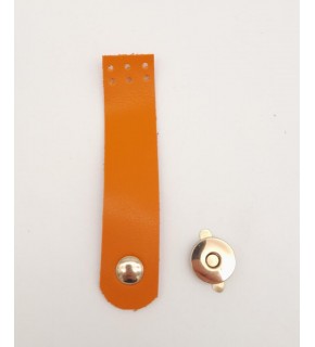 Çanta Aksesuar Turuncu Renk Tek Kat Suni Deri Kapak 10.5x2.5 cm Light Gold Metal