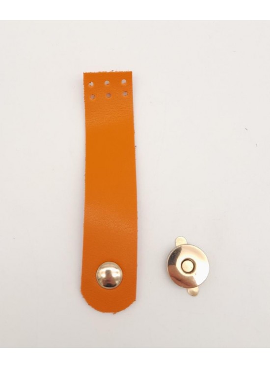 Çanta Aksesuar Turuncu Renk Tek Kat Suni Deri Kapak 10.5x2.5 cm Light Gold Metal