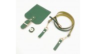 Çanta Aksesuar Yeşil Gerçek Deri 130x1.5 cm Ayarlı Saplı Çanta Seti Light Gold Metalli