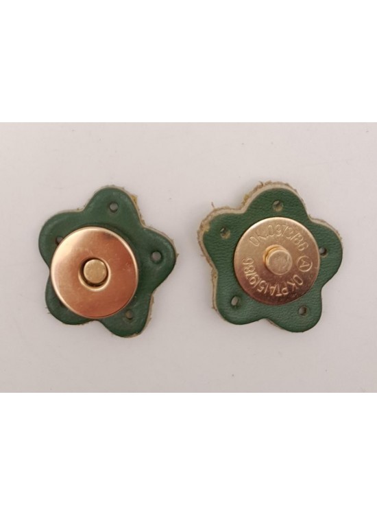 Çanta Aksesuar Yeşil Gerçek Derili Çiçek Model Mıknatıslı Çıtçıt Light Gold Metalli