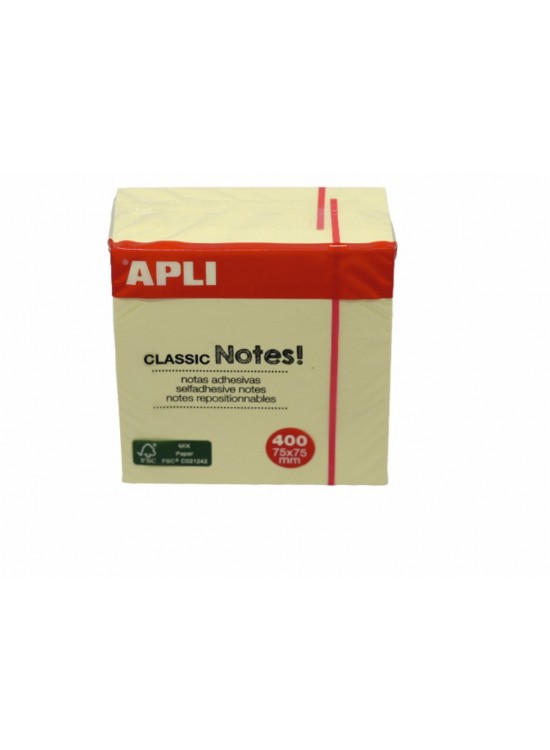 Apli Yapışkanlı Not Kağıdı Classic 400 YP 75x75 Küp 11597