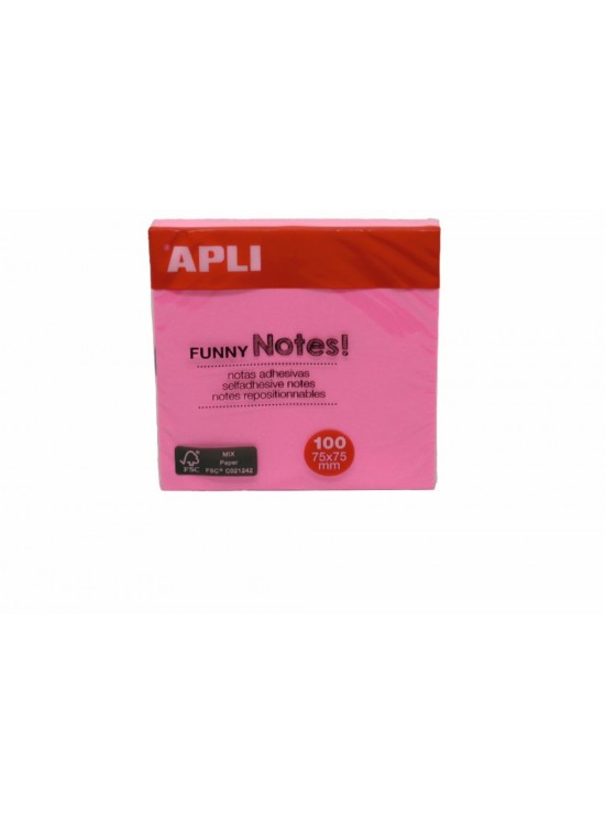 Apli Yapışkanlı Not Kağıdı Pembe Funny 100 YP 75x75 11898