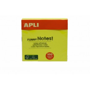 Apli Yapışkanlı Not Kağıdı Sarı Funny 100 YP 75x75 11897 (1 Adet)