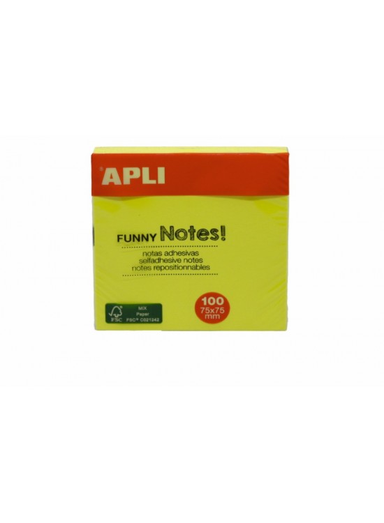 Apli Yapışkanlı Not Kağıdı Sarı Funny 100 YP 75x75 11897 (1 Adet)