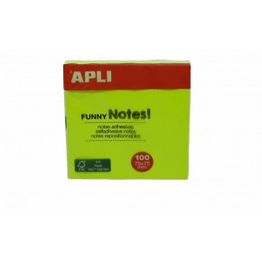 Apli Yapışkanlı Not Kağıdı Yeşil Funny 100 YP 75x75 11899