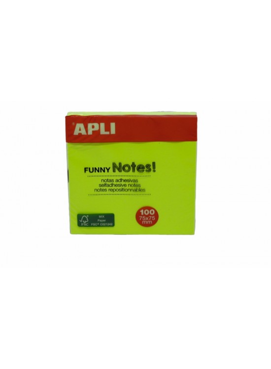 Apli Yapışkanlı Not Kağıdı Yeşil Funny 100 YP 75x75 11899