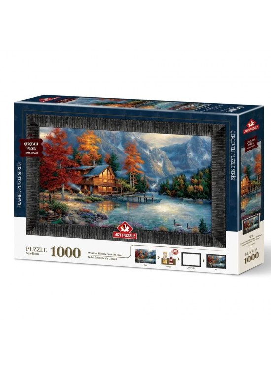 Art Puzzle 1000 Parça Nehir Üzerinde Kış Gölgesi Çerçeveli 5696