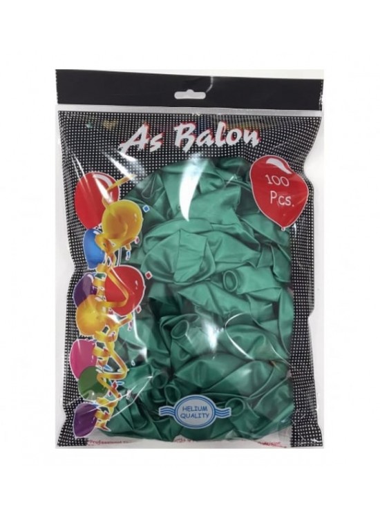 As Balon 12" İç Mekan Helyum 100 Lü Koyu Yeşil