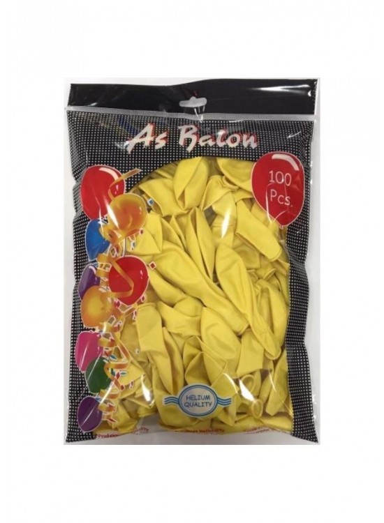 As Balon Metalik 12" Helyum 100 Lü Sarı