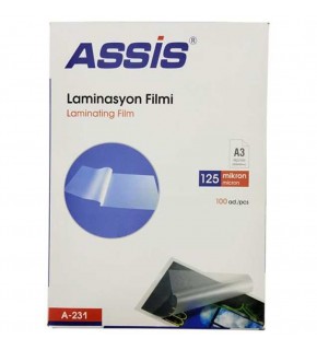 Assis Laminasyon Filmi A3 125 Mic 100 Lü Şeffaf A-231