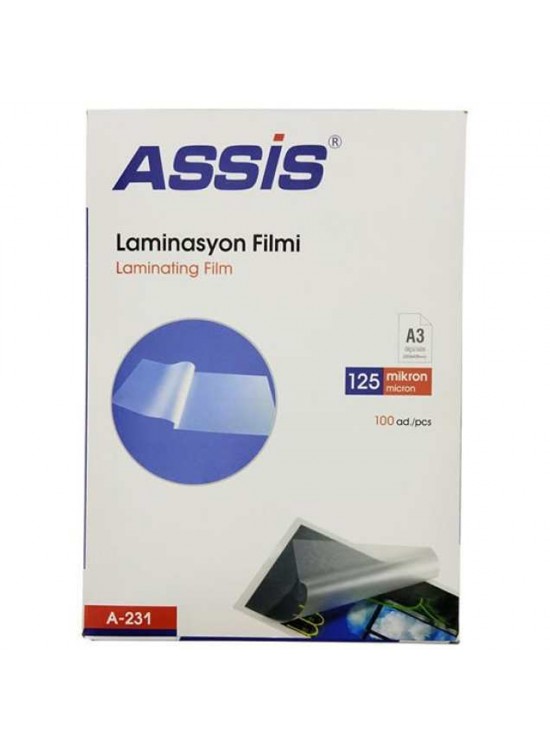 Assis Laminasyon Filmi A3 125 Mic 100 Lü Şeffaf A-231