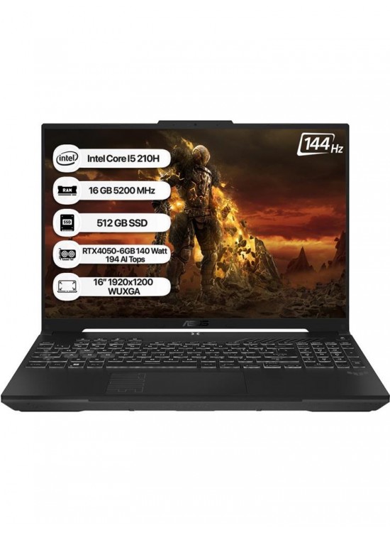 Asus Tuf Gaming F16 FX607VU-RL142 I5 210H 16GB 512GB RTX4050-6GB 140W FreeDOS 16" 144Hz Notebook