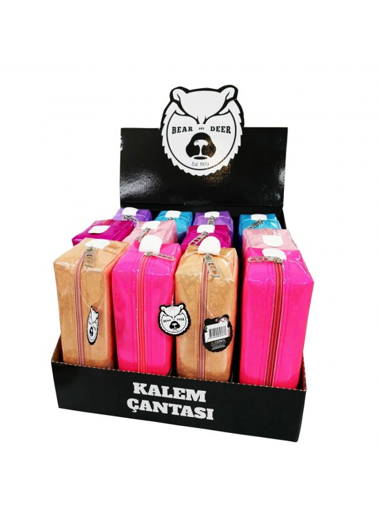 B&D Kalem Çantası Büyük Boy Kalp Desenli