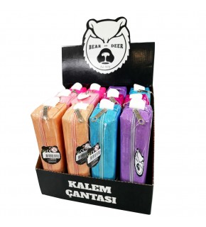 B&D Kalem Çantsı Küçük Boy Simli Kalp Desenli BD-KCS035