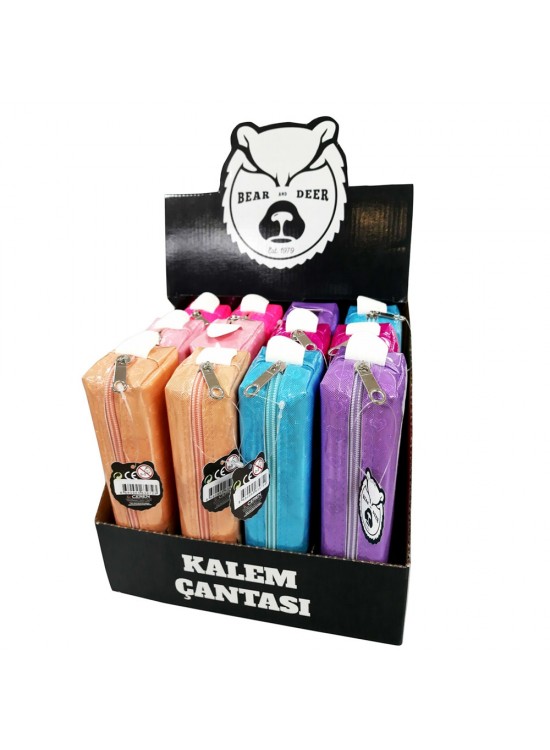 B&D Kalem Çantsı Küçük Boy Simli Kalp Desenli BD-KCS035