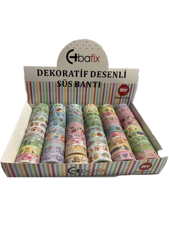 Bafix Desenli Bant Dekoratif Süs Bantı 15 MM x 3 MT 60 LI BFX-DEB0004