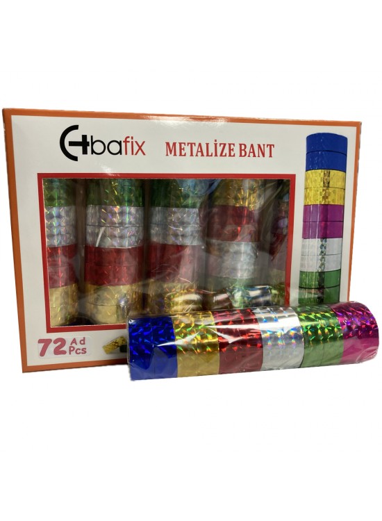 Bafix Desenli Bant Metalize 12 MM x 2 MT 72 Li BFX-DEB0003
