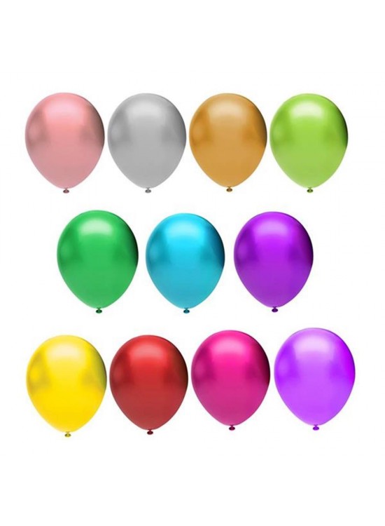 Balonevi Balon 12" Karışık Baskısız Metalik Renk 100 Lü