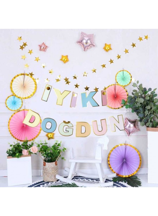 İyi Ki Doğdun Makaron Banner Varaklı