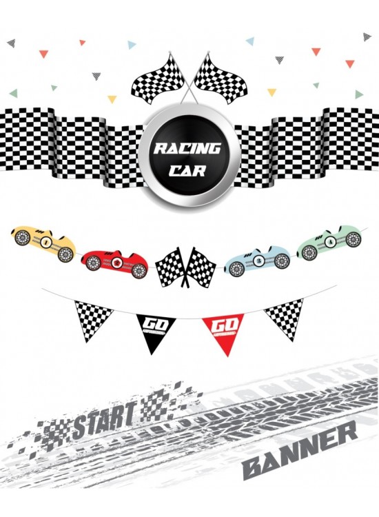 Kağıt Banner Yarış Arabaları Temalı 9 Parça