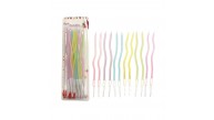 Mum İnce 16cm Dalgalı Makaron Mum 12 Li