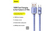 Baseus CAJY000405 1.2mt Crystal Cable USB-A to Type-C Fast Charge Data Cable 100W 5A1.2M-Purple