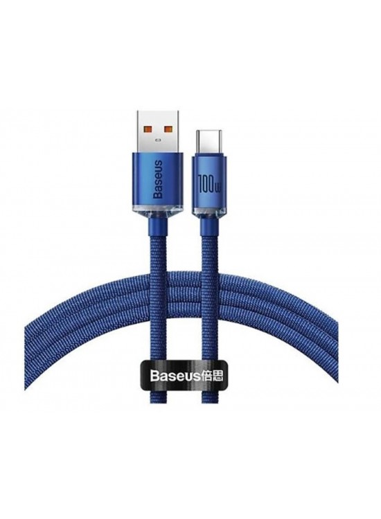 Baseus Crystal USB-A to C 100W Kablo 1.2m Mavi (CAJY000403)