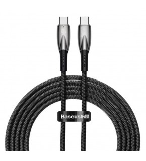 Baseus Glimmer Series Siyah CADH000801 2Mt 100W  PD Type-C To Type-C Şarj Kablosu Örgülü