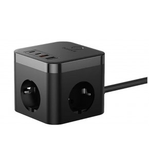 Baseus Pow Cube 7 Port 1.5m 30W Siyah Şarj Adaptörü (E00066400117-00)
