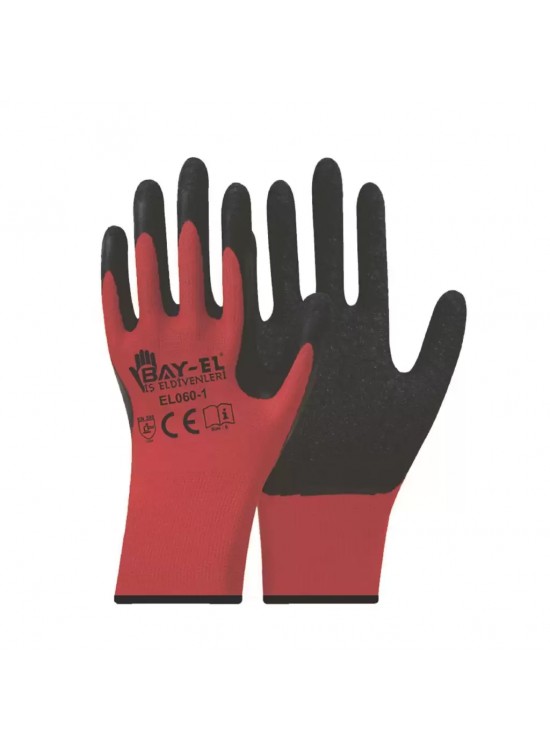 Bay-el Latex İş Eldiveni Kırmızı Siyah
