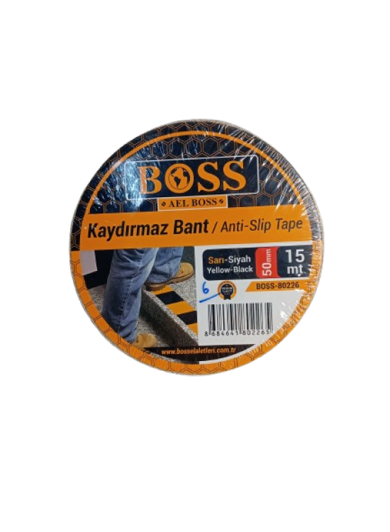 Boss Kaydırmaz Bant 50Mmx15Mt Sarı Siyah