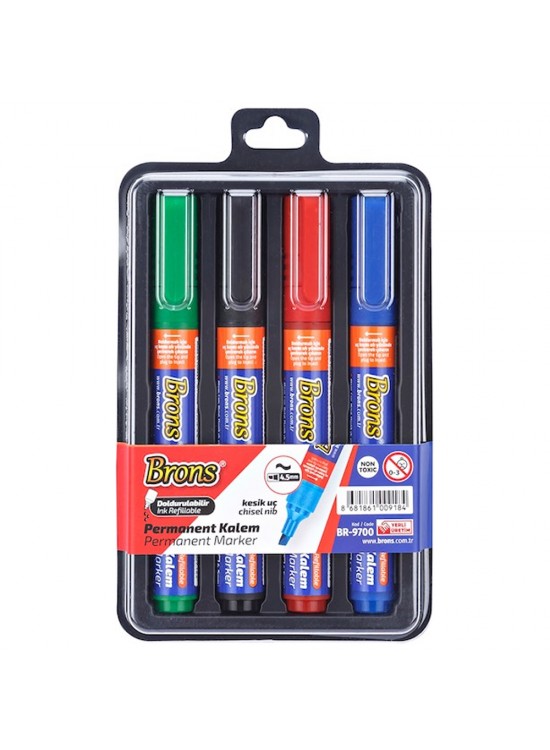 Brons Permanent Marker Kalem Kesik Uç 4 Lü Bls BR-9700