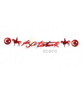 Brş Dekoratif Banner Katatürk Kırmızı  16x112cm