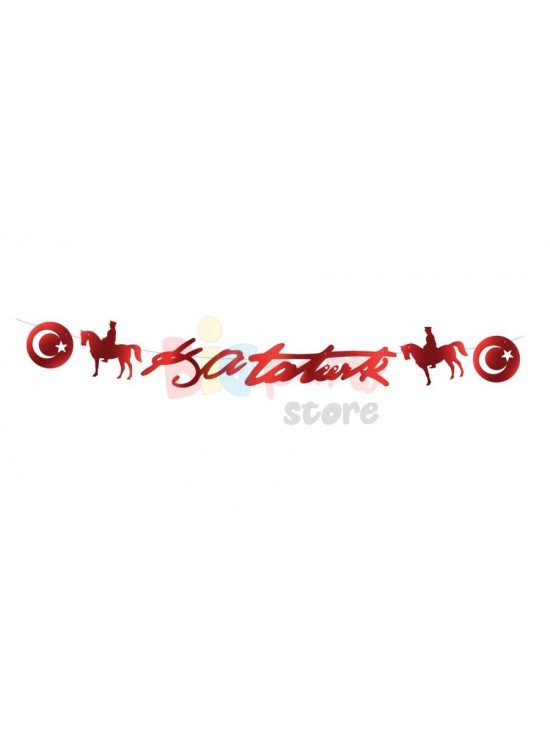 Brş Dekoratif Banner Katatürk Kırmızı  16x112cm