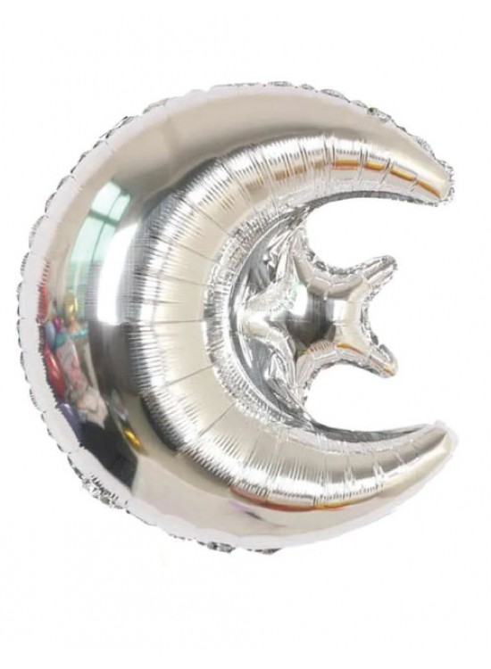 Folyo Balon Ay Yıldız Gümüş