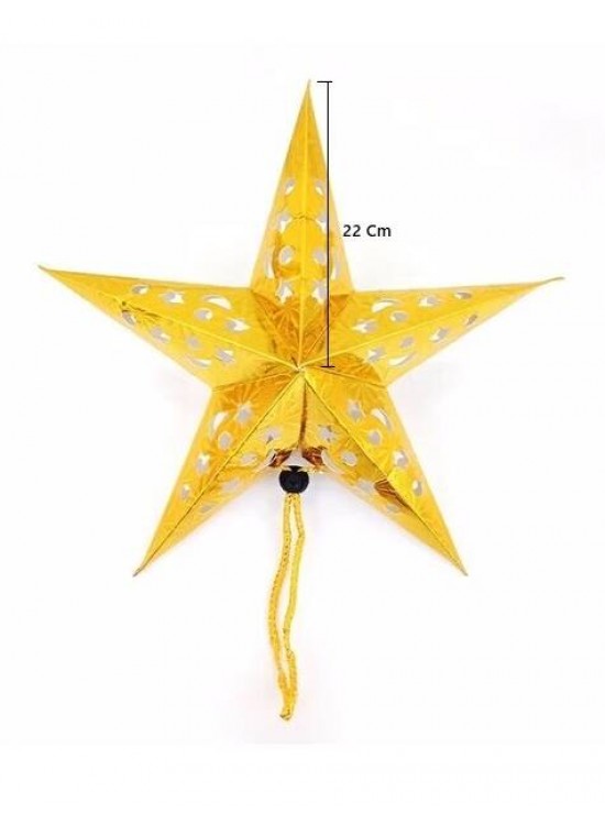 Karton Yıldız 3D Hologramlı 22cm Altın
