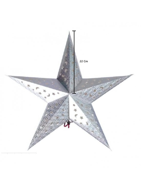 Karton Yıldız 3D Hologramlı 22cm Gümüş