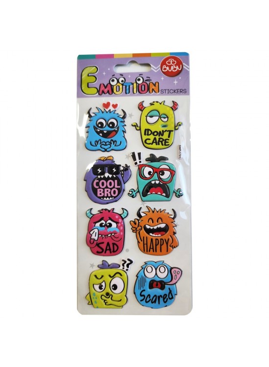 Bu-Bu Ebu-bu Emotıons Puffy Stıckers Monsters 9x21 BUBU-SWP-1701