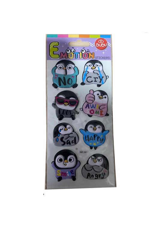 Bu-Bu Emotıons Puffy Stıck Penguın & Message 9x21 BUBU-SWP-1901