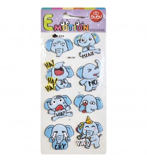 Bu-Bu Emotıons Puffy Stıckers Elephants Tıgers 9x21 BUBU-SWP-1708