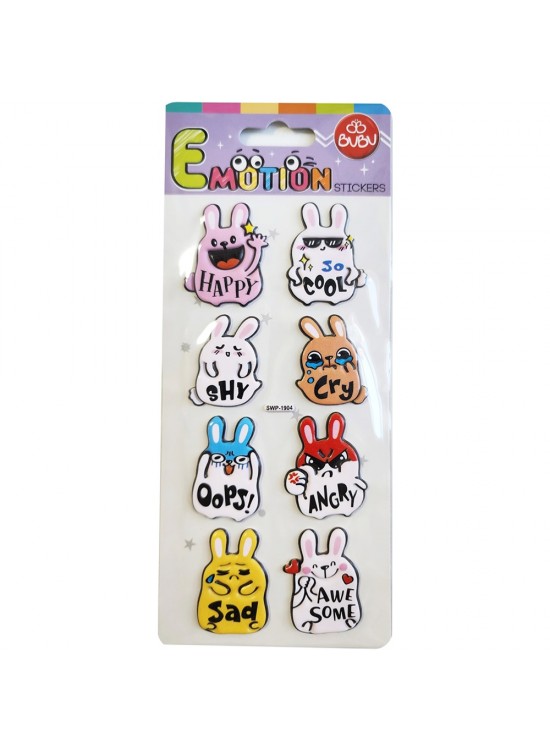 Bu-Bu Emotıons Puffy Stıckers Rabbıt & Message 9x21 BUBU-SWP-1904