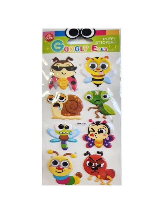 Bu-Bu Googly Eyes Puffy Stıcker Böcekler 9x21 BUBU-SWP-2306
